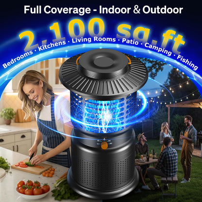 Bug Zapper Outdoor & Mosquito Trap, 4-in-1 Mosquito Zapper with Ultra-Quiet Suction, Rechargeable Fly Traps with 10,000mAh Long Battery Life, Auto On/Off Insect Zapper for Yard, Home, Camping, Black