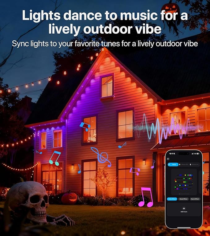200FT RGB+IC LED Permanent Outdoor Lights, Eave Lights with Smart APP & Remote Control, 72 Scene Modes, Waterproof IP65 for Holiday Christmas Decorations(Extension Cord Not Included)