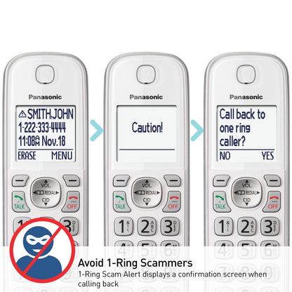 Panasonic Cordless Phone with Answering Machine, Link2Cell Bluetooth, Voice Assistant and Advanced Call Blocking, Expandable System with 4 Handsets - KX-TGD864W (White)