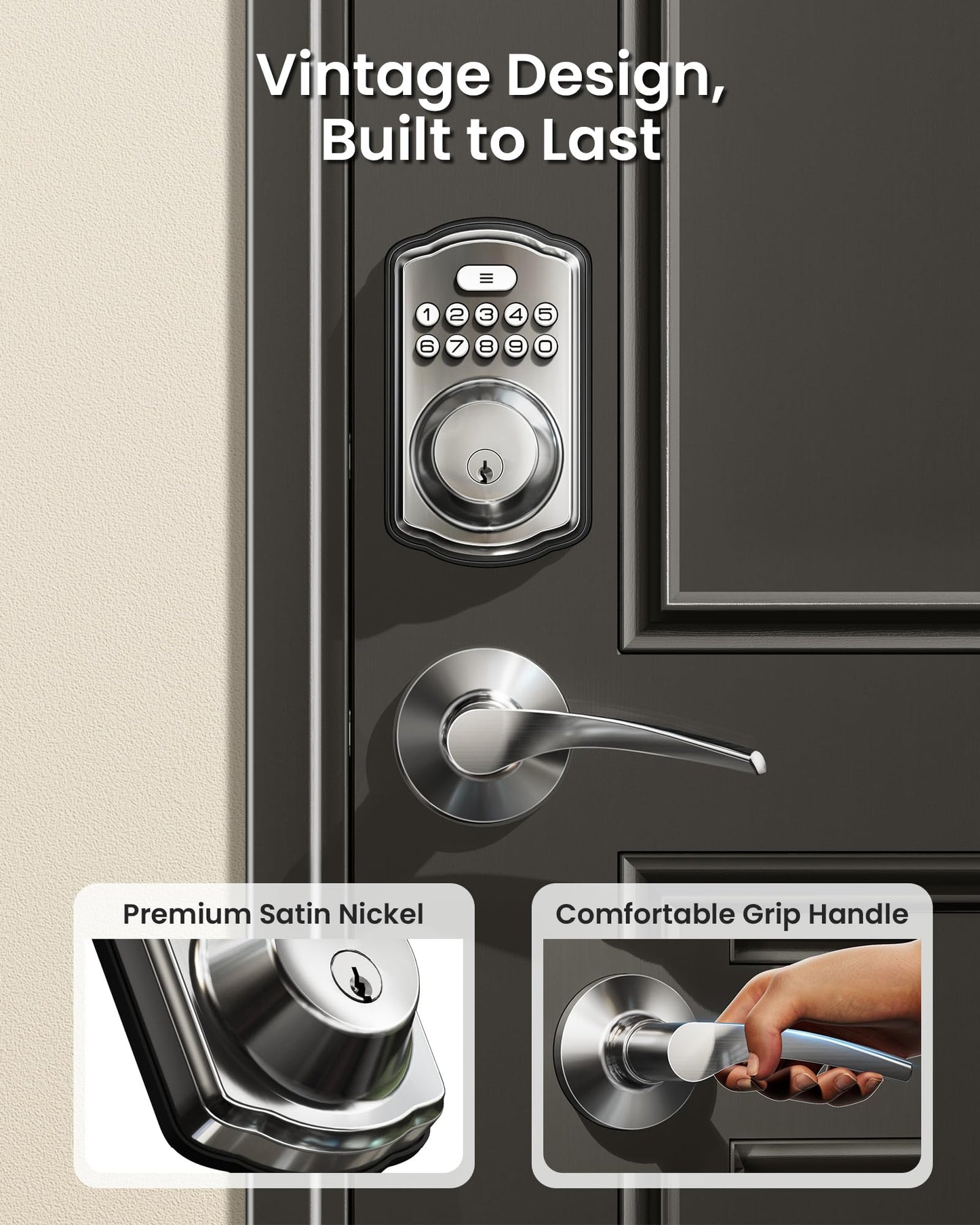 Veise Keyless Entry Door Lock with 2 Lever Handles - Electronic Keypad Deadbolt, Easy Installation Digital Smart Front Door Lock Set, Oil Rubbed Bronze