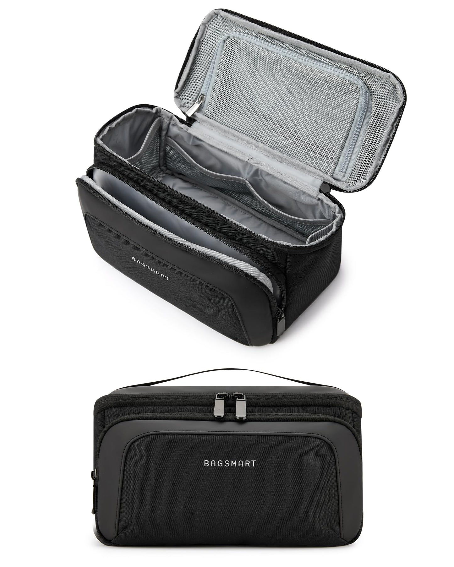 BAGSMART Toiletry Bag for Men, Wide Opening Travel Bag for Toiletries, Dopp Kit Water Resistant Shaving Hygiene Bag for Bathroom Shower, Toiletries Accessories,Travel Essentials-Black