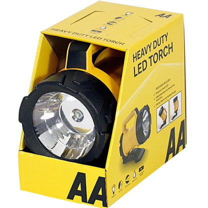 AA Heavy Duty LED Torch AA3881 – 180 m Beam Distance, Adjustable Base 6 Angles, 120 Lumens, Weatherproof, Batteries Included, Black Yellow