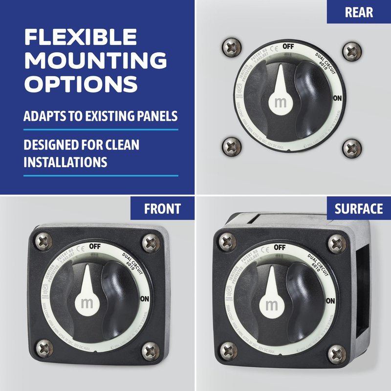 Blue Sea Systems Mini Dual Circuit Battery Switch, Black, 6010200 m‑Series