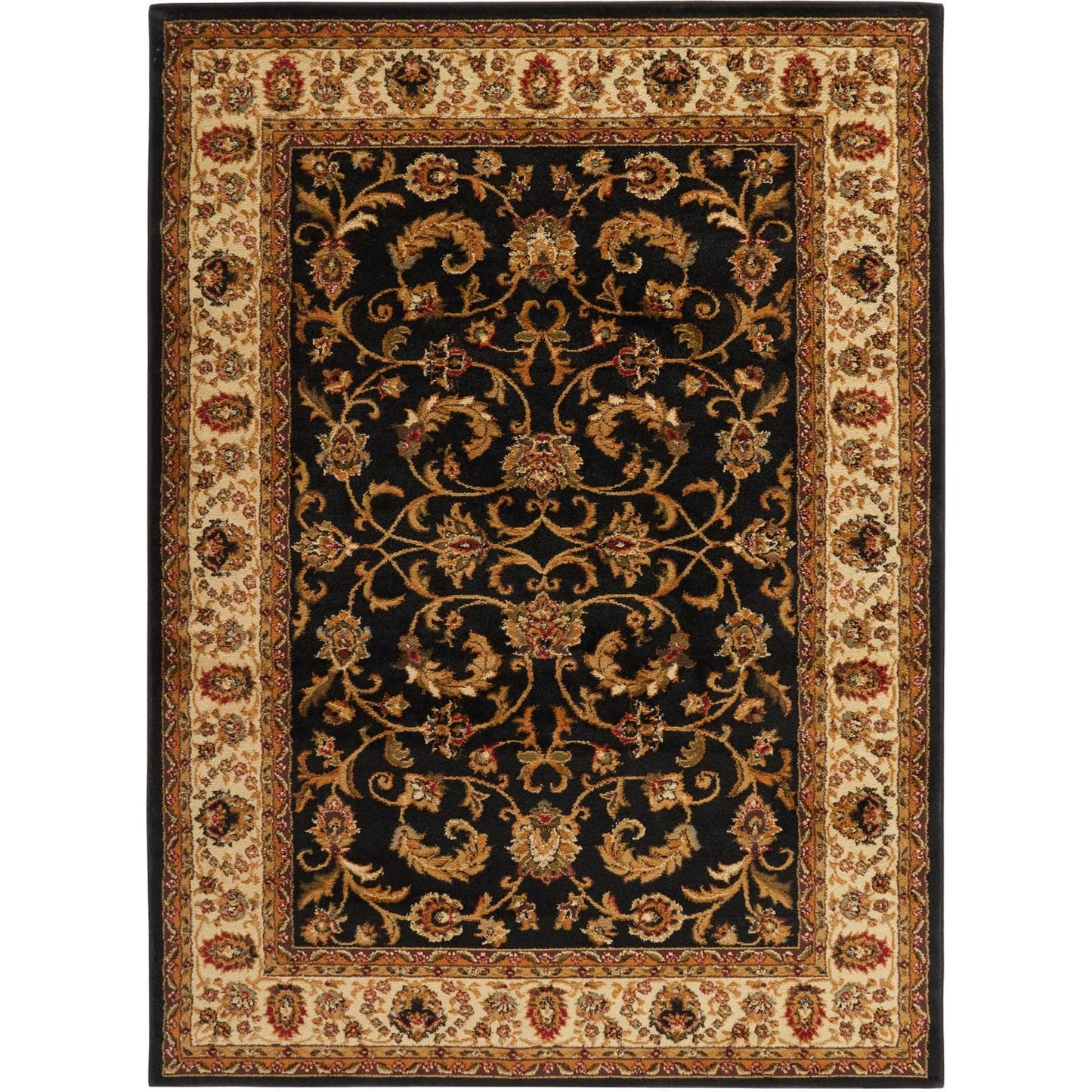 Home Dynamix 3208-457 Royalty Elati Traditional Area Rug 43"x62", Oriental Black/Ivory