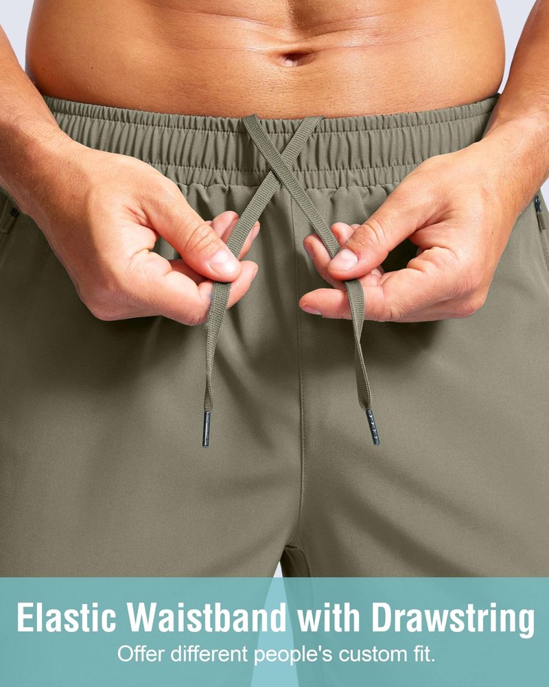 G Gradual Men's Athletic Running Shorts with Zipper Pockets Quick Dry 7"/ 5"/ 9" Workout Gym Shorts for Basketball Hiking(Sage Green,5XXXL)