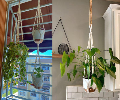 Bouqlife Hanging Planters with Macrame Plant Hangers for Indoor Outdoor Plants 3 Set Self Watering Pots Hanging Baskets Flower Pot Holders 3 Different Size