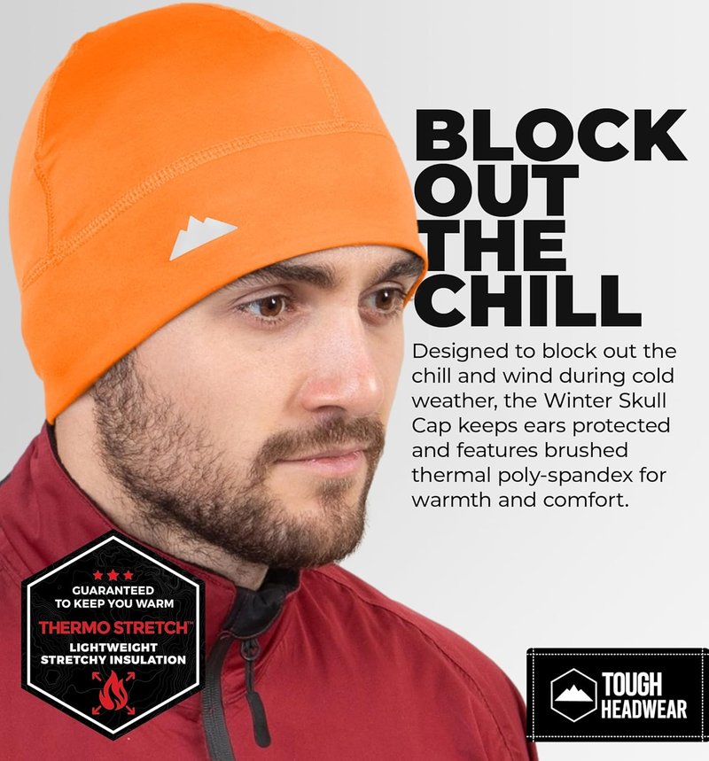 Thermal Skull Cap - Moisture-Wicking Wind-Blocking Beanie for Men | 4-Way Stretch Cycling Hat