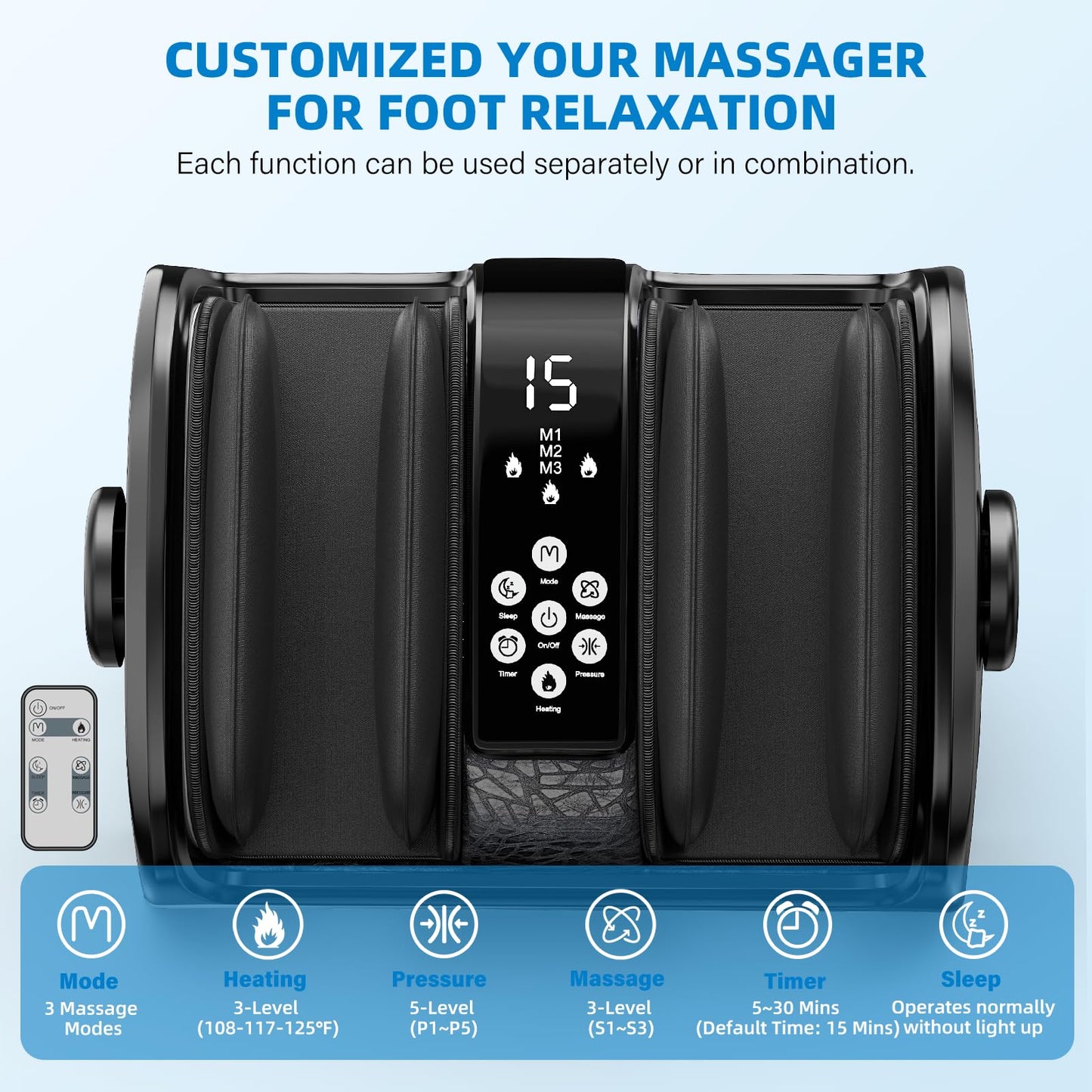 FSA Eligible HSA Items, Shiatsu Foot Massager for Neuropathy and Pain Relief, 3 Heat Therapy, 5 Intensity Deep Kneading, Rolling for Calf-Feet-Arm Relaxation, Plantar Fasciitis