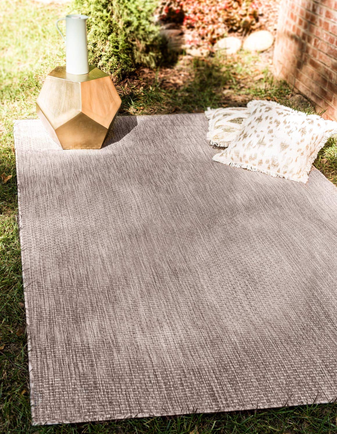 Unique Loom Collection Casual Transitional Solid Heathered Indoor/Outdoor Flatweave Area Rug (5' 3" x 8' Rectangle, Beige/Ivory)