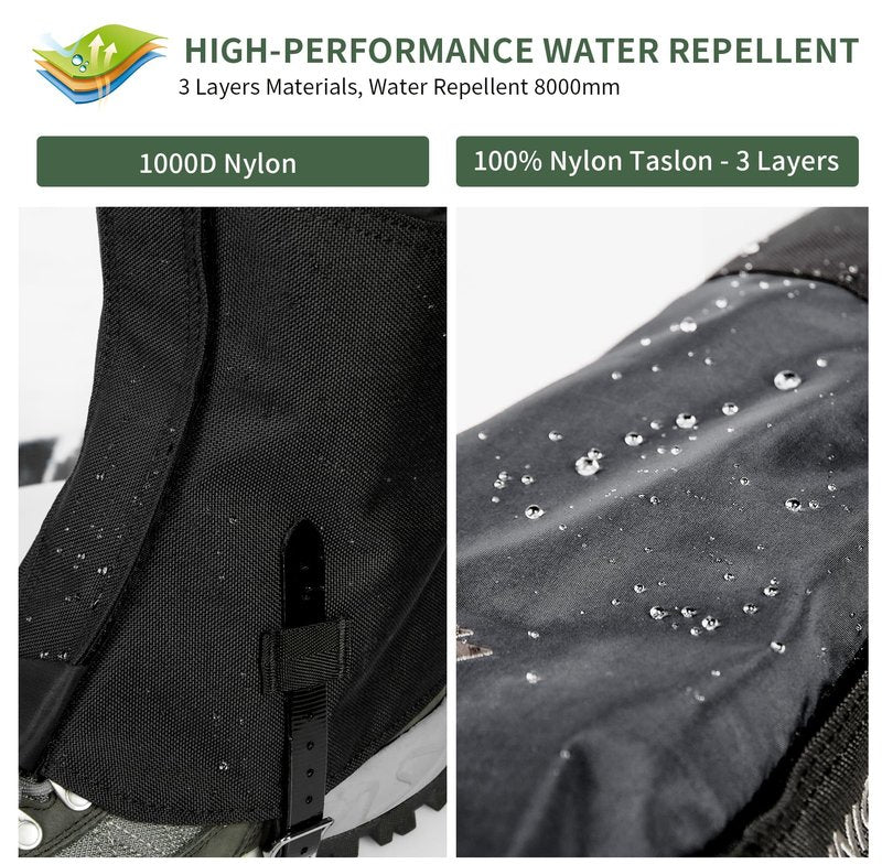 Unigear Snow Leg Gaiters, Waterproof Boot Gaiters for Hiking Walking Climbing Hunting Skiing 1000D Fabric (X-Large)