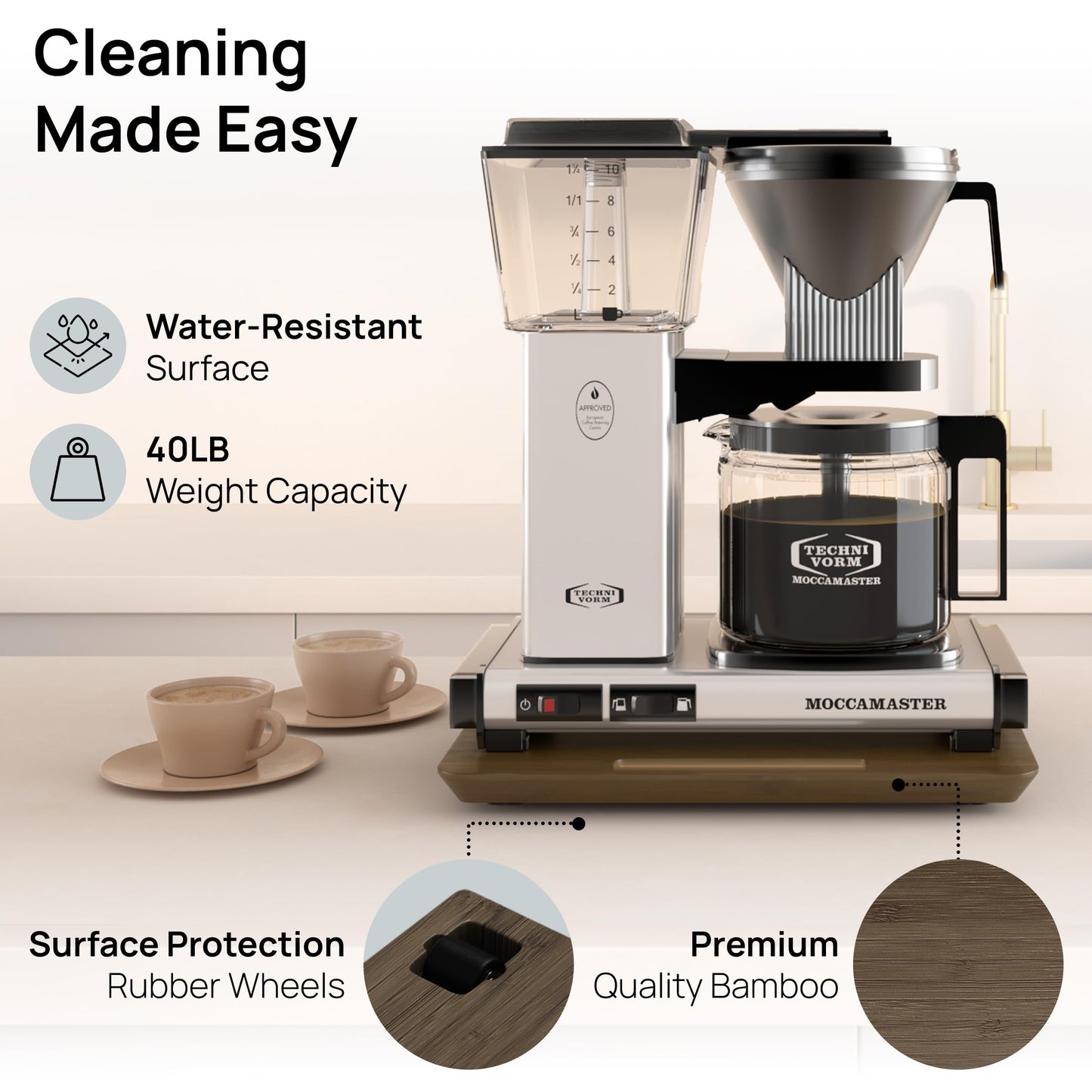 Ibyx Elegant Round Sliding Tray for Your Pressure Cooker, Air Fryer & Heavy Kitchen Appliances - Sturdy, Slides Easily from Under The Cabinet (Natural, 13”)