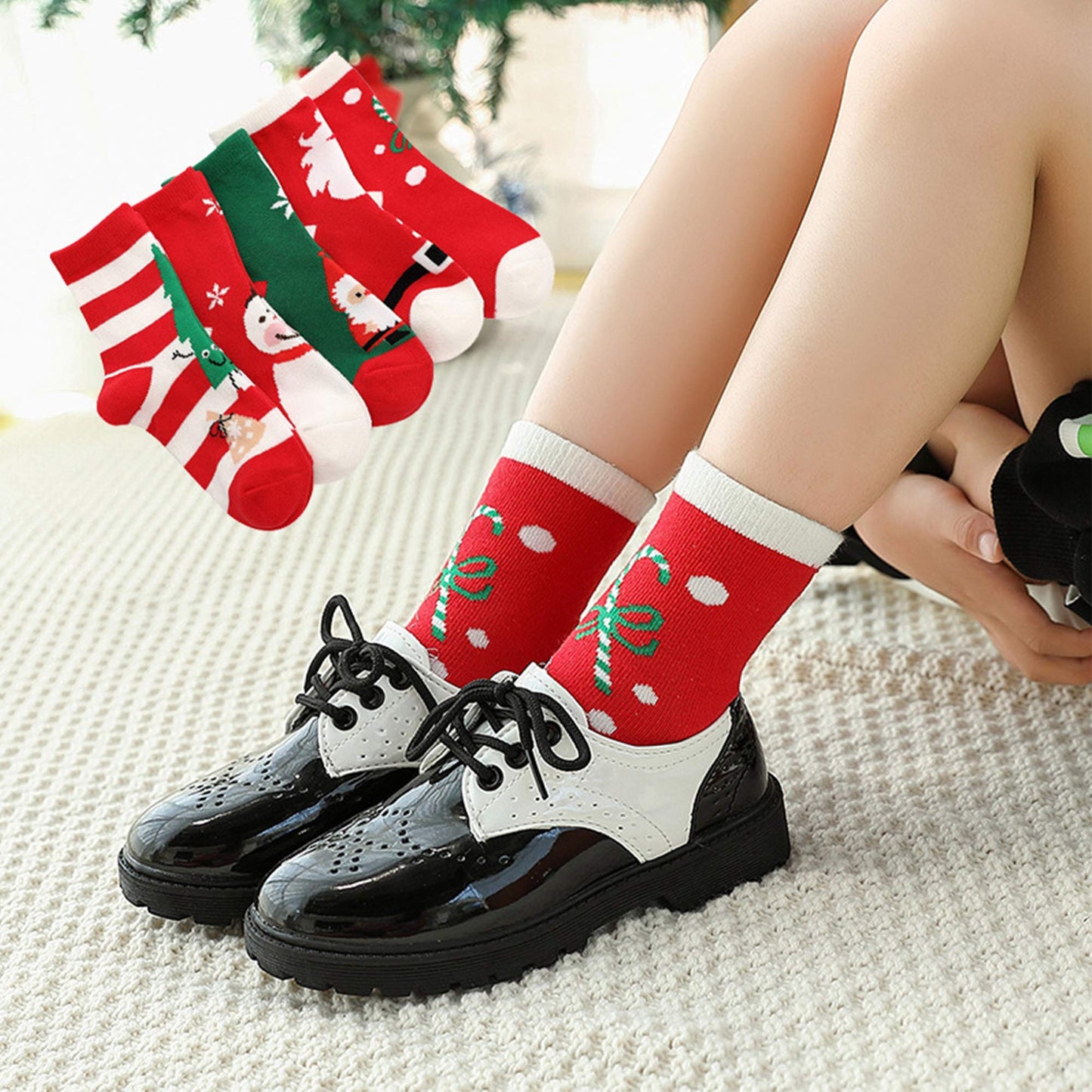 Frillybutts 5 Pack Kids Christmas Socks Boys Girls Toddler Baby Adult Family Cotton Xmas Socks