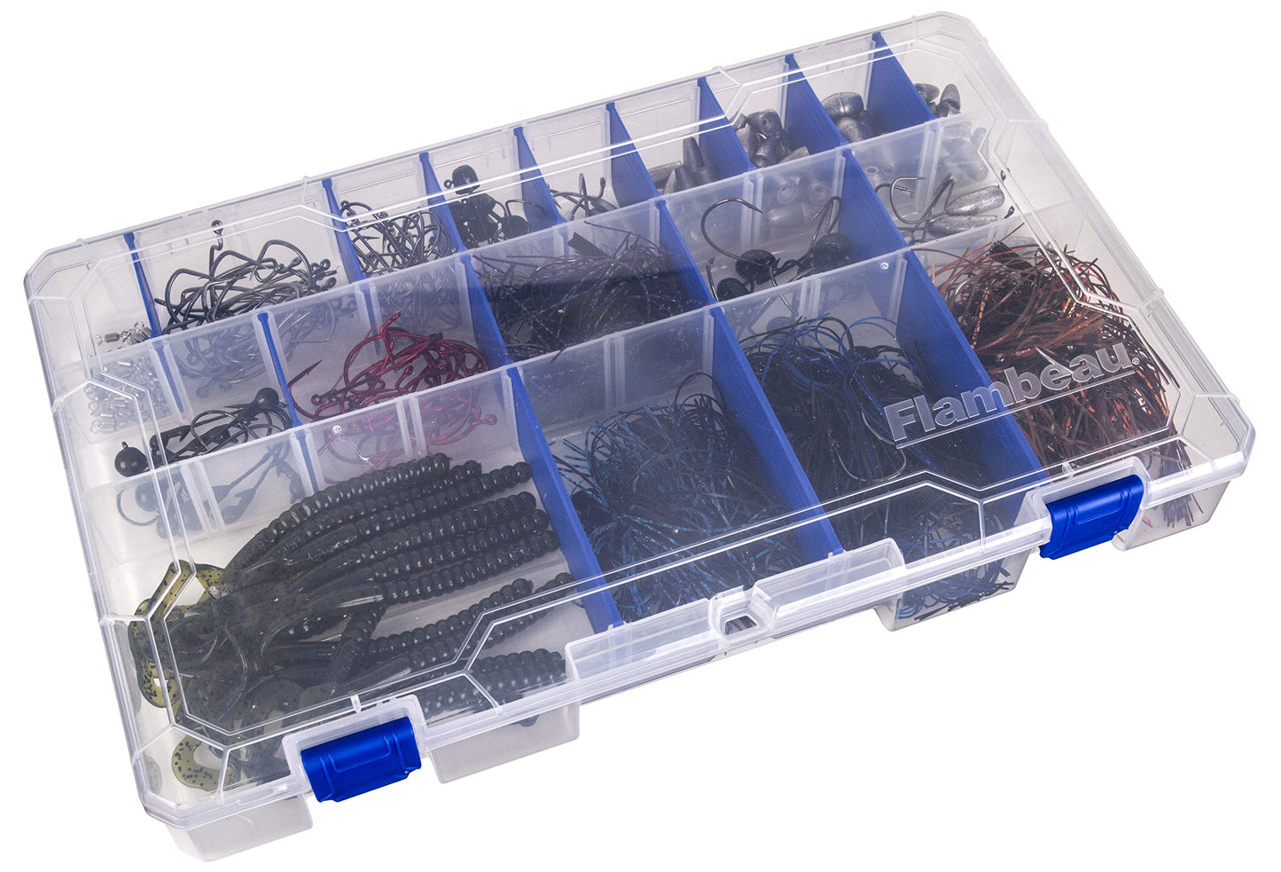 Flambeau Outdoors 5003 Fishing Tackle Box - Includes 15 Dividers, 25 Compartments, Clear Tackle Box Fishing Lure Organizer, Tuff Tainer Tackle Box with Zerust Anti-Rust Dividers