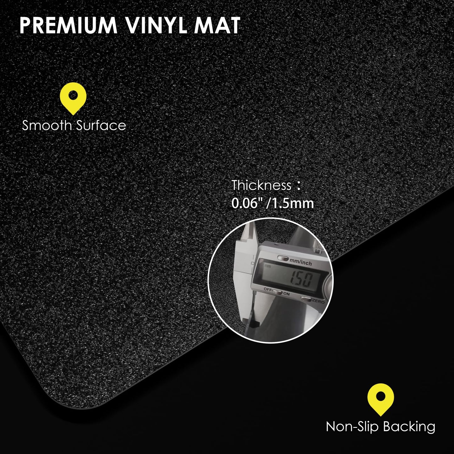 Vicwe Area Mat for Hard Floor, 4.75'×7' Area Rug for Home, PVC Non-Slip Floor Protector for Dining Room, Large Anti-Scratch Floor Mats for Laundry Room, Kitchen, Bedroom (Black)