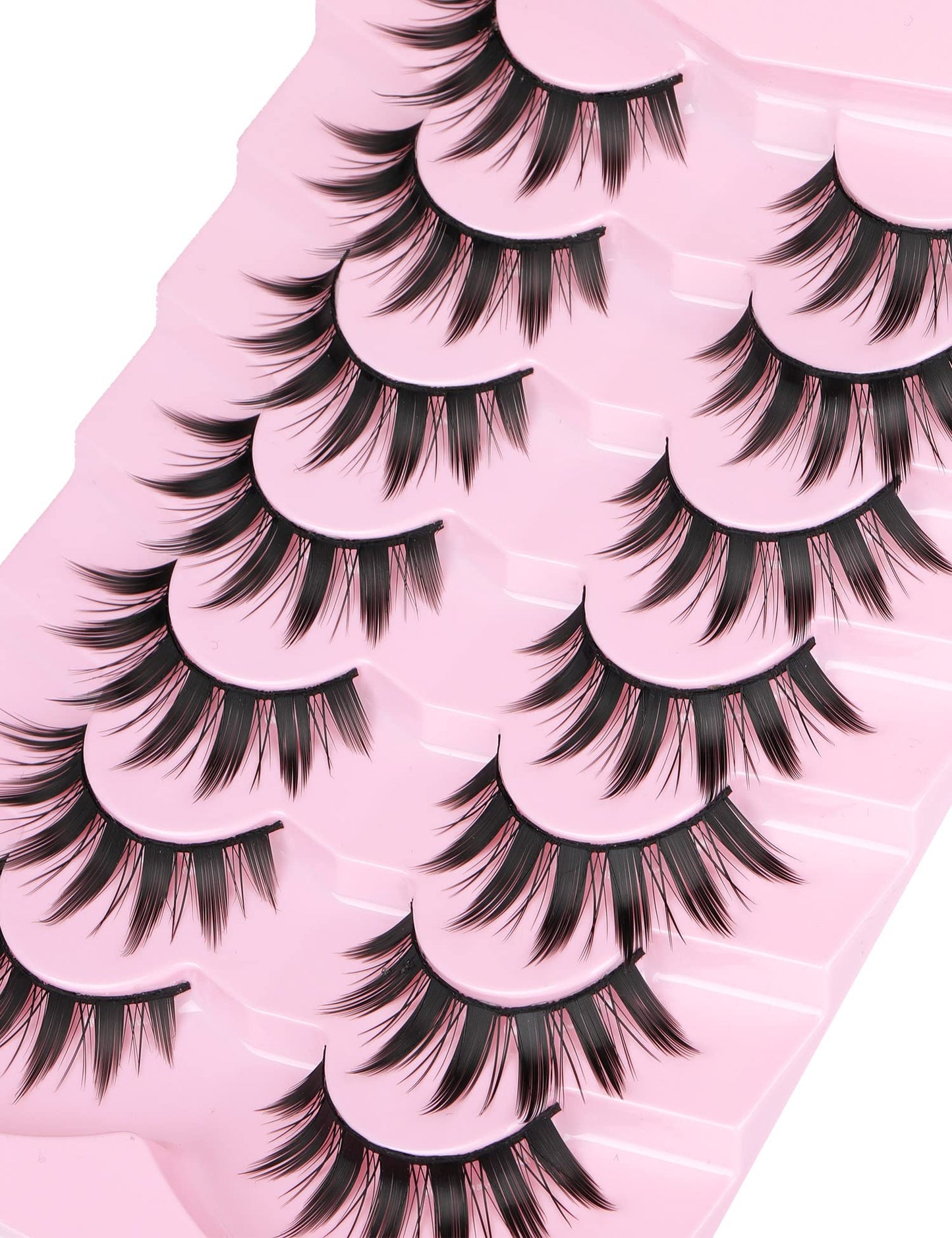False Eyelashes Manga Anime Lashes Japanese Cosplay Spiky Lashes Mink Dramatic Thick Fake Eyelashes Extensions Doll Strip Lashes 7 Pairs Pack by EYDEVRO