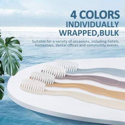 DR.BRIGHT 40-Pack Individually Wrapped Toothbrushes with Tongue Scraper | Bulk Soft Bristle Toothbrush Set for Adults, Travel-Friendly Disposable Toothbrushes for Hotels, Dental Offices(Multi-Colored)