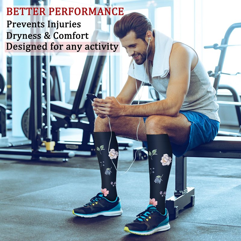 CHARMKING Compression Socks for Women & Men (8 Pairs) 15-20 mmHg Graduated Copper Support Calf Socks are Best for Pregnant, Nurses - Boost Performance, Circulation, Knee High Wide Calf(S/M, Multi 63)