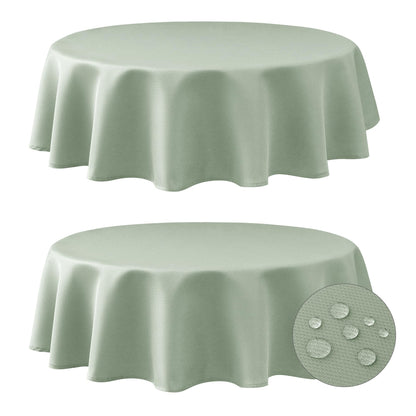 Fitable Sage Green Round Table Cloth, 2 Pack - 60 inch in Diameter - Waterproof Wrinkle Resistant Textured Fabric Tablecloth, Jacquard Decorative Table Cover for Dinner, Party, Banquet, Event