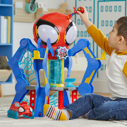 Spidey and His Amazing Friends Web-Spinners Web-Quarters, Kids Playset with Action Figure, Vehicle, and Accessories, Marvel Super Hero Toys, Ages 3 and Up