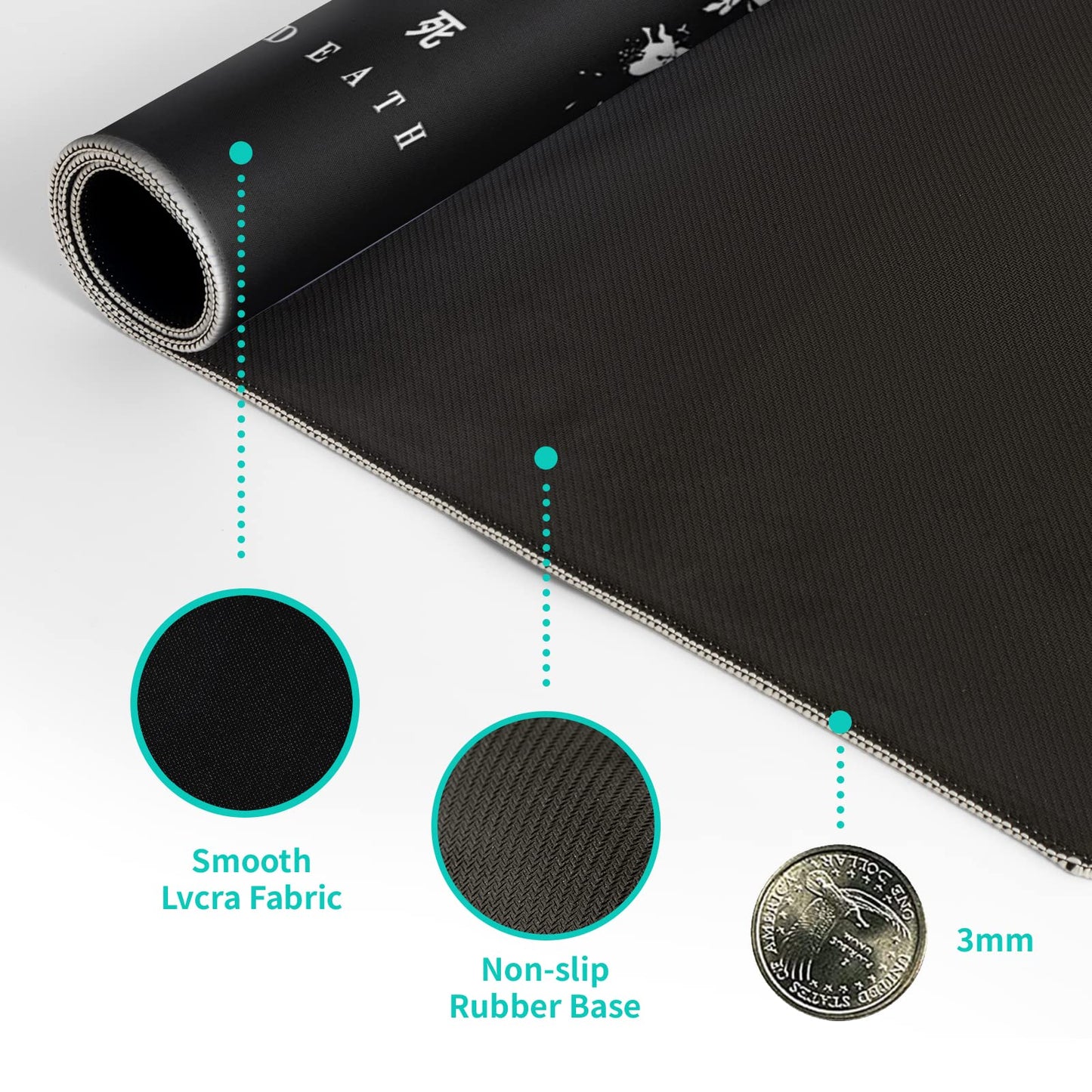 Black and White Japanese Cherry Blossom Gaming Mouse Pad Sakura Death Life Flower Mat 31.5x11.8 Inch Texture Non-Slip Rubber Base Mousepad Stitched Edges Keyboard Desk Pad for Office Home Game