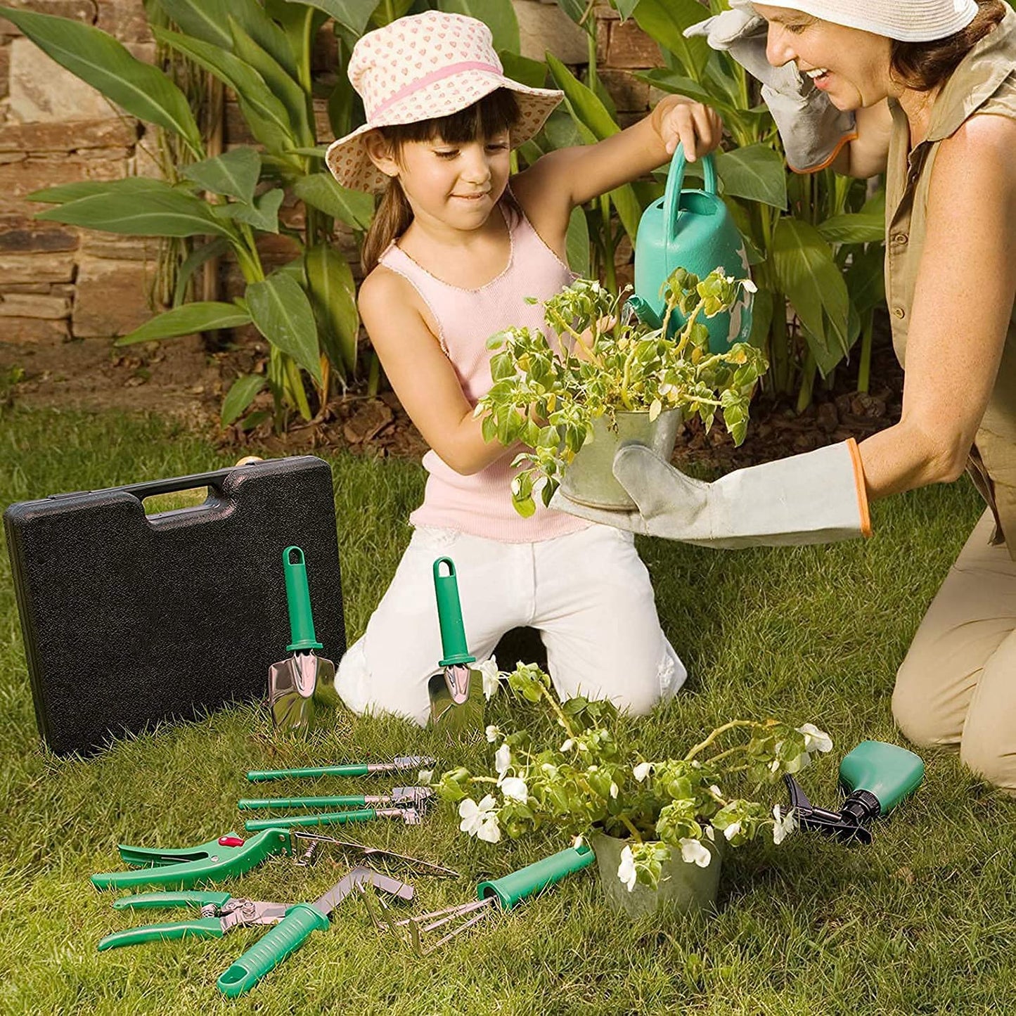 GIOVARA Stainless Gardening Tools Set (10 Pieces Green)