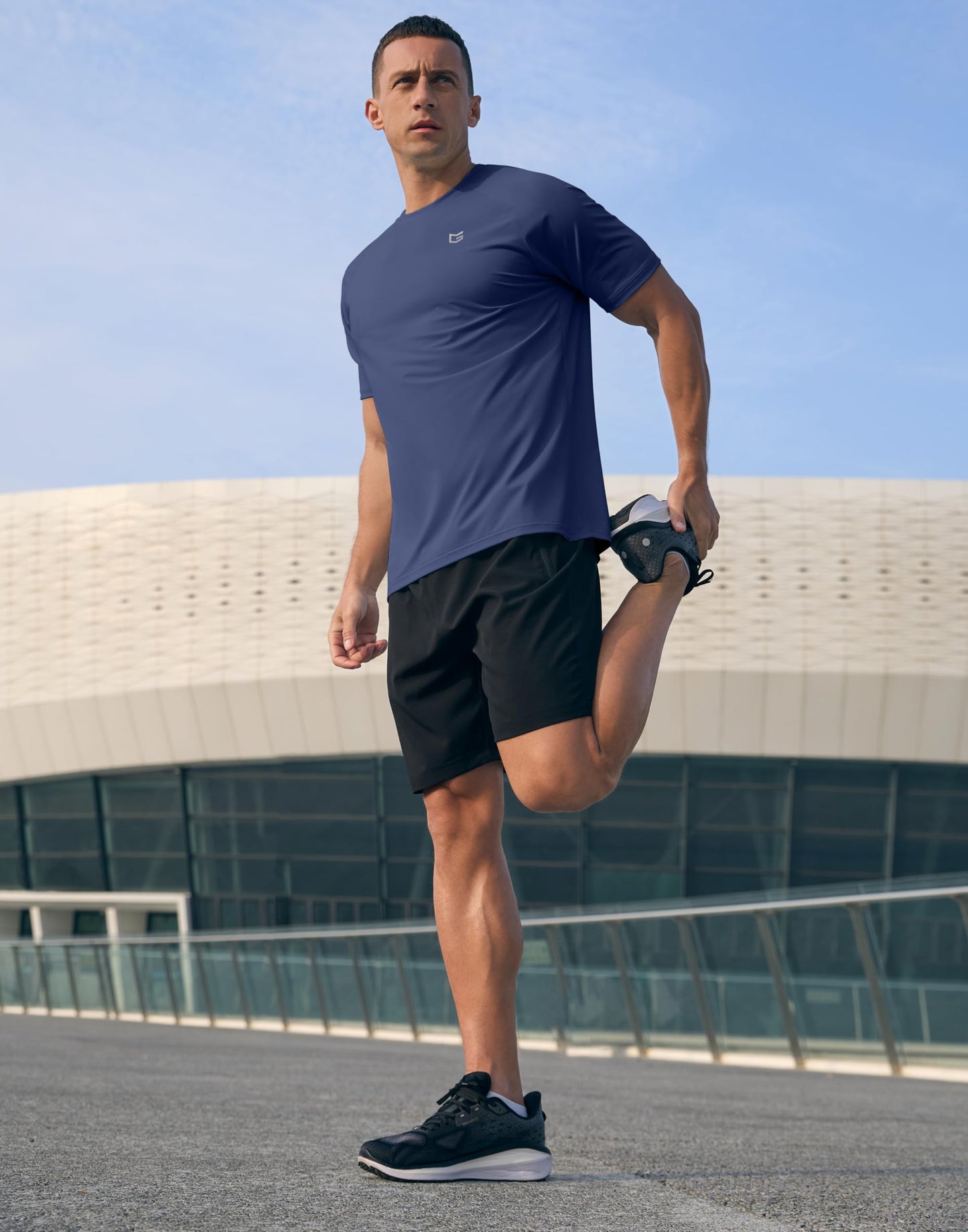 G Gradual Men's Athletic Workout T-Shirts Moisture Wicking Cooling Running Shirts Short Sleeve Performance Tee for Gym Tennis(Dark Blue,3XL)