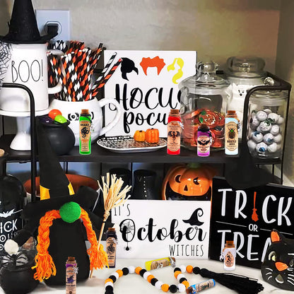 99 Pcs Apothecary Bottles Set with Halloween Stickers & Pendants - Tiered Tray Decor for Indoor Halloween Party Supplies