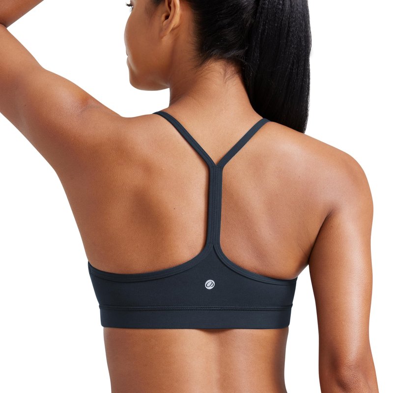 CRZ YOGA Butterluxe Y Back Sports Bras for Women - Padded Racerback Low Impact Spaghetti Thin Strap Workout Yoga Top True Navy X-Small