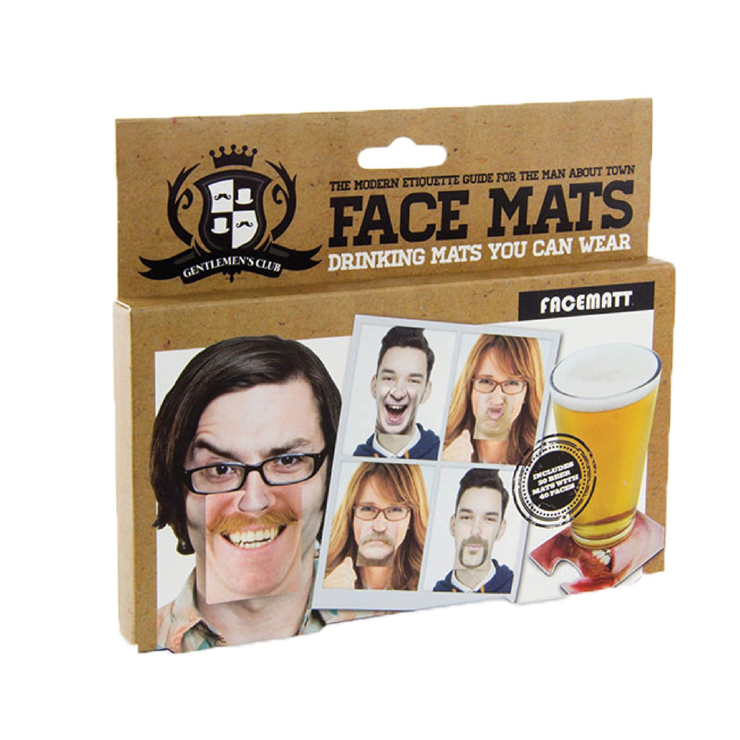 Gentlemans Club Face Drink Coasters - 20 Hilarious Double Sided Drink Coasters (40 Fun Faces)