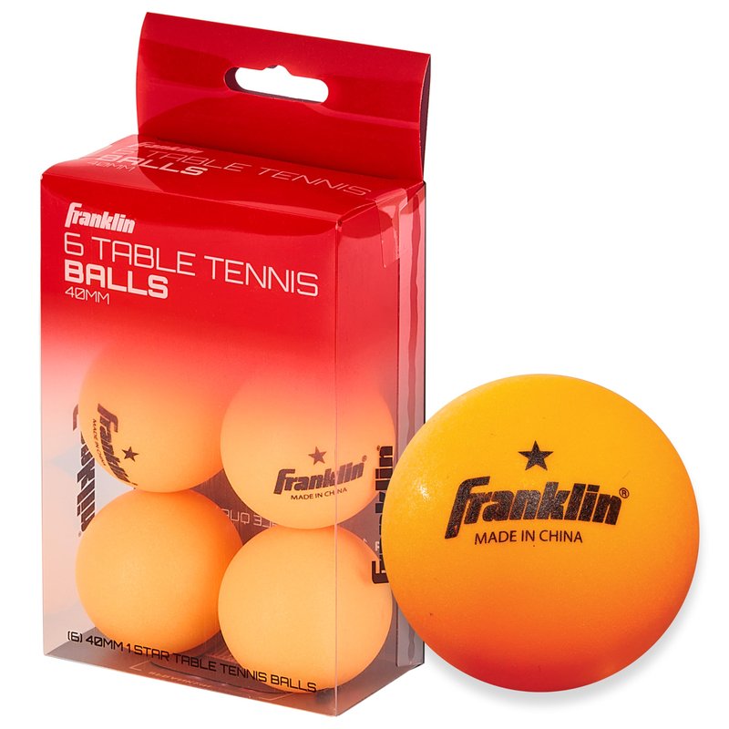 Franklin Sports Ping Pong Balls - Official Size + Weight Orange 40mm Table Tennis Balls - One Star Professional Quality - Durable High Performance - Orange - 6 Pack