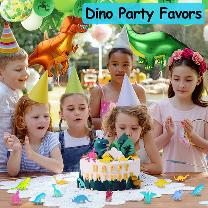 48Pcs Glow in Dark Mini Dinosaur Figures Birthday Party Favors Supplies Dino Cupcake Toppers Pinata Goodie Bags Stuffers Classroom Prizes Carnival Treasure Box Trinkets Bulk Toy Kids Goody Treat Gifts