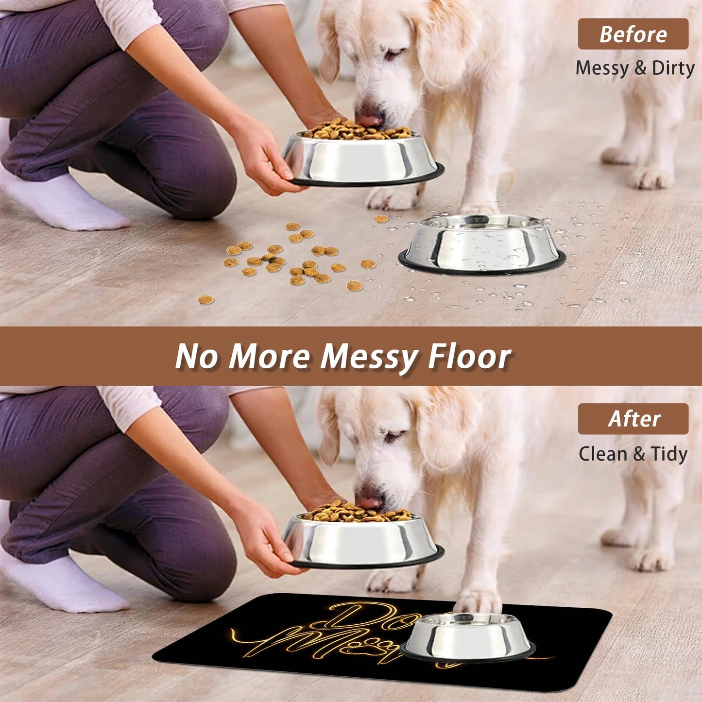 Dog Mom Food Mat for Floors,Absorbent Quick-Dry Pet Feeding Mat,Cat Dog Bowl Mats for Food and Water,Non-Slip Pet Accessories Supplies 16"x24"