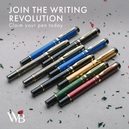 Wordsworth & Black Primori Fountain Pen Set [Black Gold]; Medium Nib, Gift Case, 24 Ink Cartridges, Refill Converter, Manual; Journaling, Calligraphy, Smooth Writing Pens; Left & Right Handed