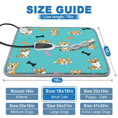 GOLOPET Cat Heating Pad 18x18 in Pet Heating Pad for Cats Waterproof Smart Thermostat Switch, Adjustable, Adding Wire Rope Wires Cat Warming Pad-Blue