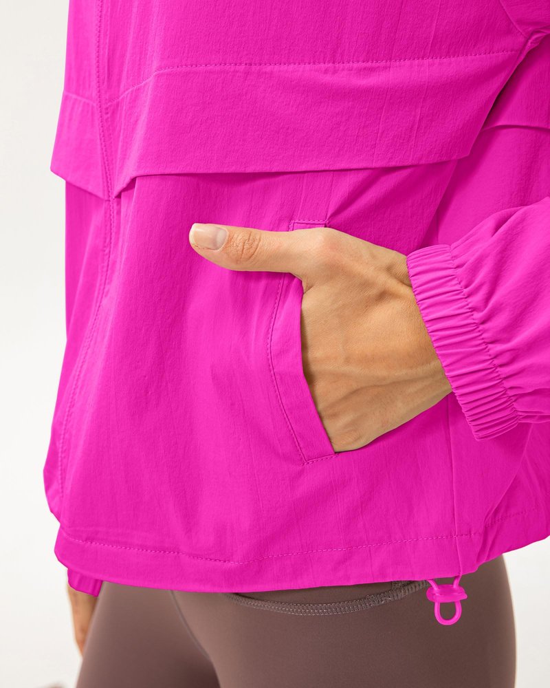 Locachy Women's Lightweight Zip Up Athletic Jacket Stand Collar Windproof Sun Protection Workout Outdoor Jacket Rose M