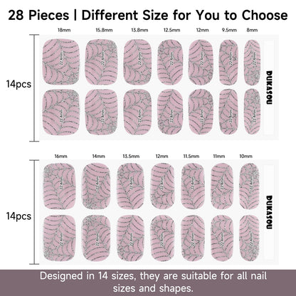 DUKASOU Semi Cured Gel Nail Strips | 28 pcs Gel Nails Strips Halloween Work with Any UV Lamps, Long Lasting UV Nail Stickers for Women DIY Nails Wraps (Spider Web)