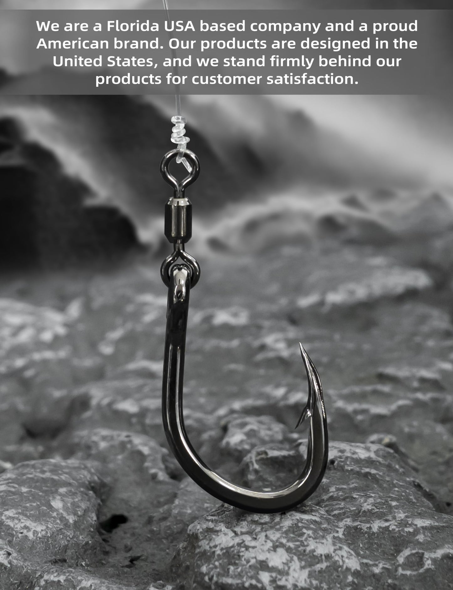 BLUEWING Monster Big Game Live Bait Swivel Hooks High Carbon Steel Fish Ringed Hooks with Stainless Steel Swivel Cutting Point Extra Sharp for Saltwater Fishing 6/0-5pcs