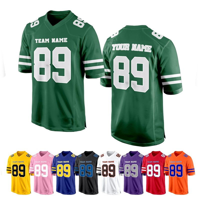 Green Custom Football Jersey for Women Men Team Clothing Name Number Jerseys Personalized Shirt Youth Kids Customized Football Uniform Fans Birthday Gift