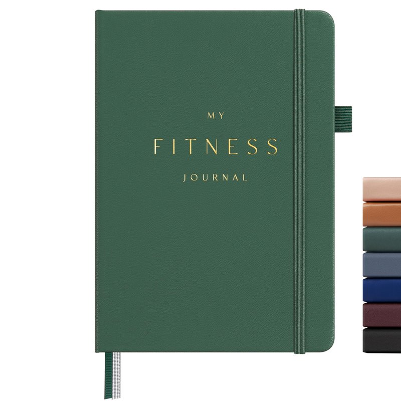 &And Per Se Workout and Food Journal – Fitness Journal with Daily Diet Tracker & Gym Exercise Log Book for Men & Women – Undated, A5 Size, Leather Hardcover (Forest Green)