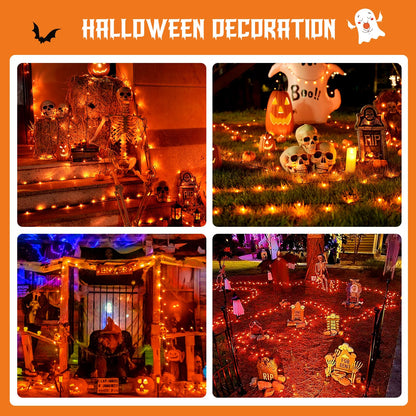 JMEXSUSS 2 Pack Halloween Solar Lights Outdoor, Total 400 LED 151FT Orange Solar Lights Outdoor Waterproof, 8 Modes Christmas String Light for Outside Tree Patio Yard Garden Halloween Decorations