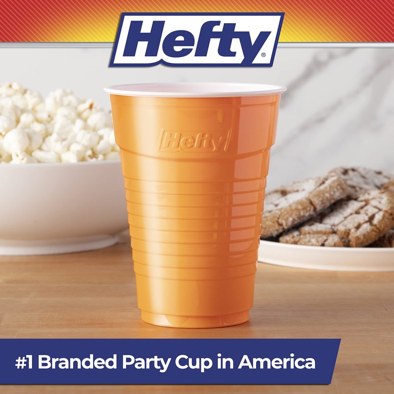 Hefty Party On Disposable Plastic Cups, Assorted, 16 Ounce, 100 Count
