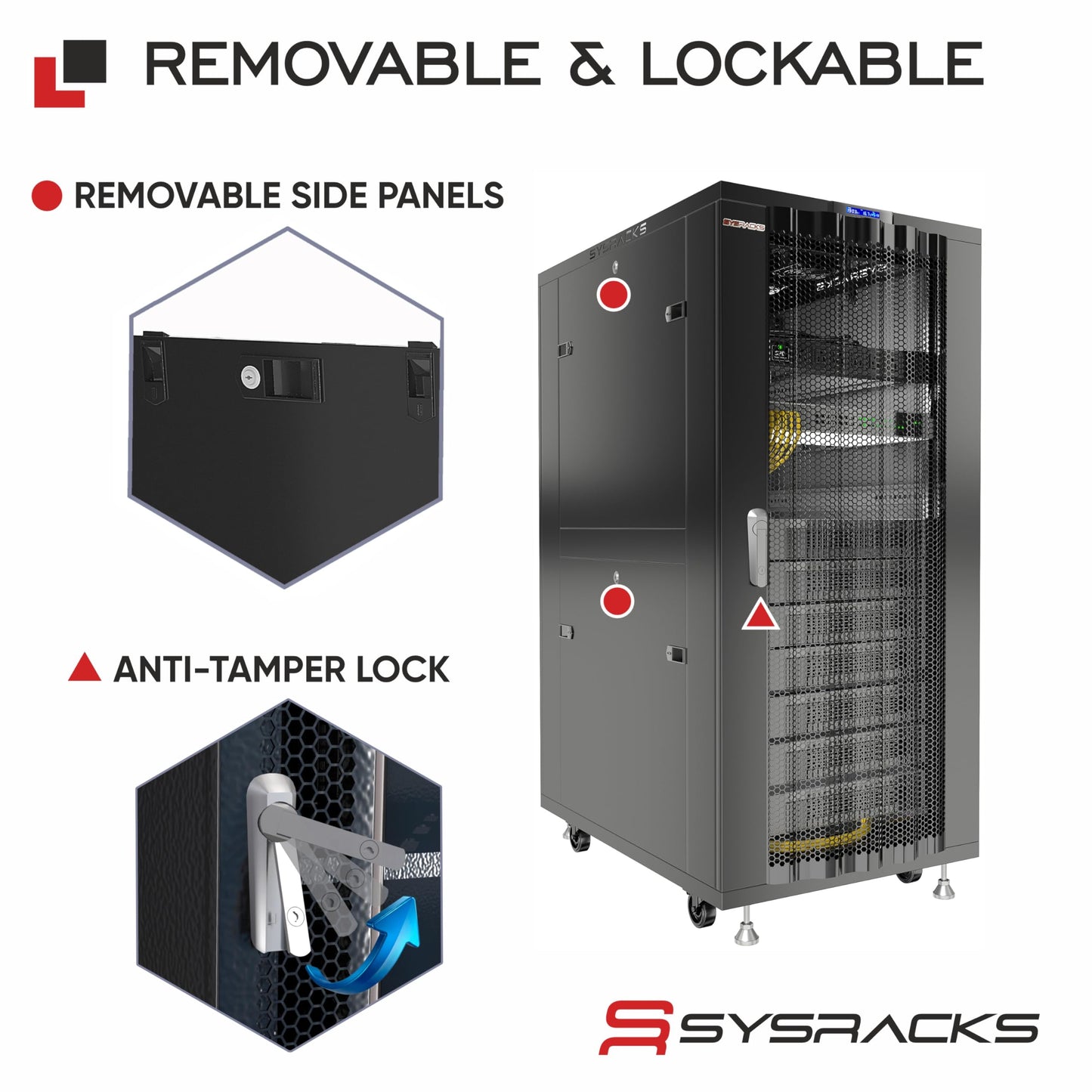 Sysracks 37U Server Rack Cabinet, 39” Deep 19” Floor Standing Enclosed Network Rack for Home Lab, NAS, UPS & AV Gear, Vented Doors, 4 Fans, PDU, Shelf, 1600 lb Capacity