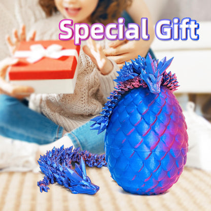 Flavery Dragon Egg - 3D Printed Egg with Flexible Dragon Inside, 3D Printed Gift, Articulated Dragon Egg Fidget Toy, Easter Egg,Figurine Decor (12” Dragon)