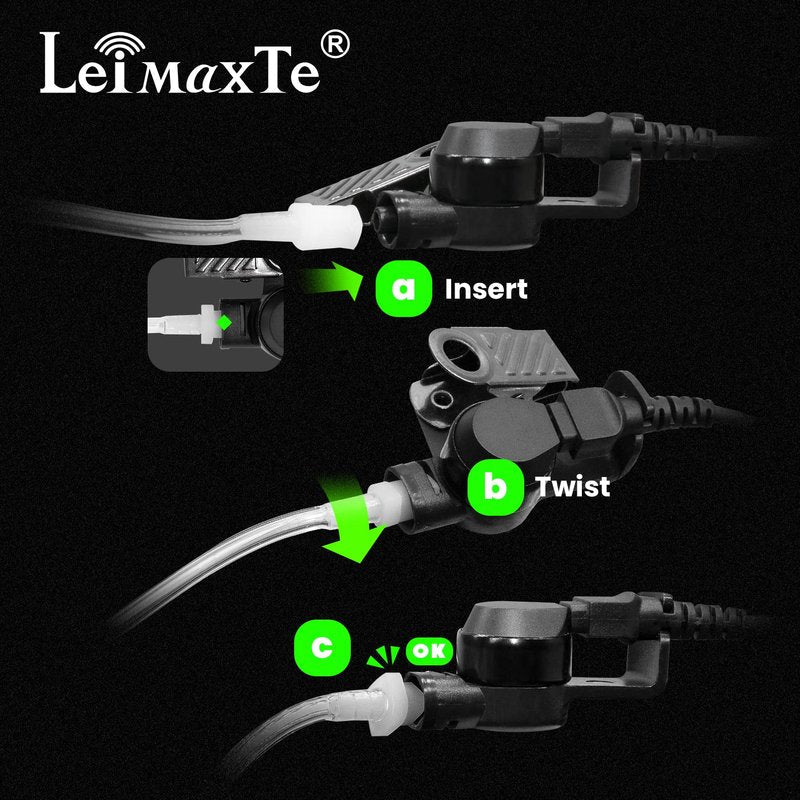 LEIMAXTE Acoustic Tube Earpiece Coil Tubes Replacement for Two Way Radio Headsets FBI Style Motorola Kenwood Walkie Talkie Earpieces with 2X Radio Earbuds (2 PCS)