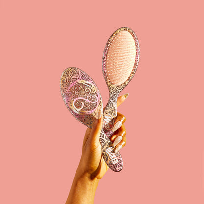 Wet Brush Original Detangler Hair Brush Glinda (Wicked) Kit - Ultra-Soft IntelliFlex Bristles - Detangling Brush Glides Through Tangles For All Hair Types (Wet Dry & Damaged) - 1 Brush & 2 Barrettes