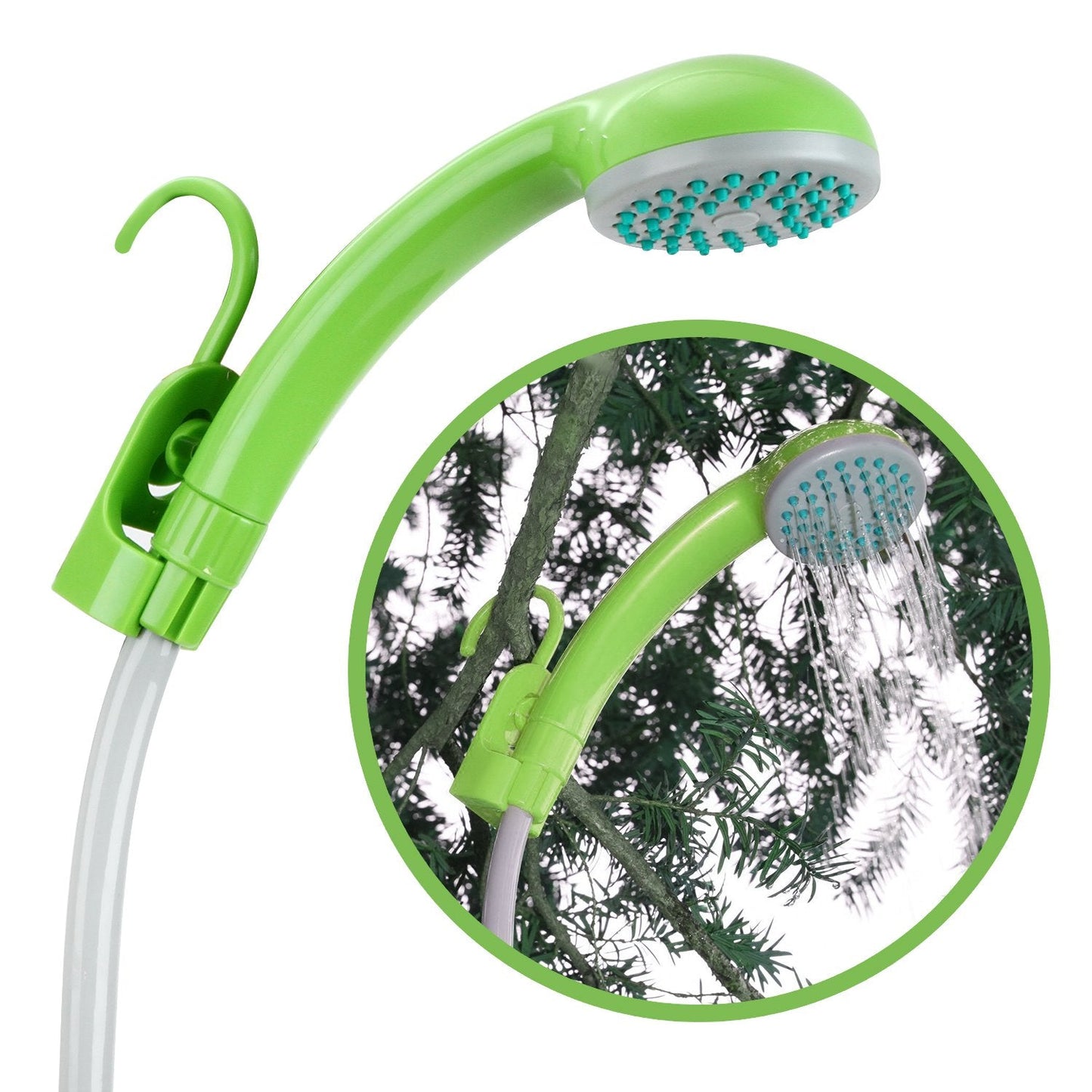 RISEPRO Portable Camping Shower, Outdoor Head, Pump With Rechargeable Battery, USB Charging Line, Pumps Water From Bucket for Hiking, Pet Cleaning, Car Washing