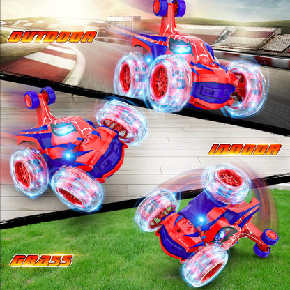 Mafbeanl Remote Control Car Stunt RC Cars 360° Rotating with 2.4GHz Rechargeable Wheel Lights Toys Car Gift for Boys 3 4 5 6 7 8 9 10 11 12 (Red)