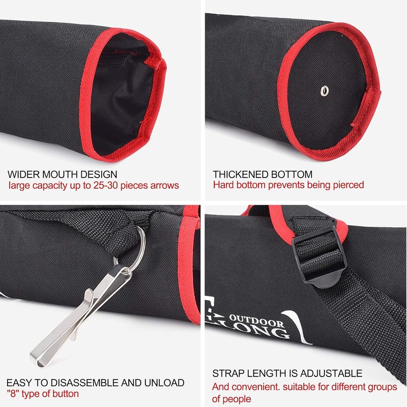 Archery Hip and Back Quiver for Arrows - Adjustable Black Arrow Holder with Padded Strap | Ideal for Kids & Adults