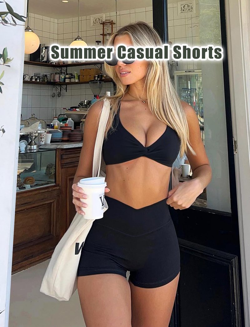 OZICERD Scrunch Butt Gym Shorts High Waisted Workout Biker Shorts Running Athletic Booty Shorts for Women Black L