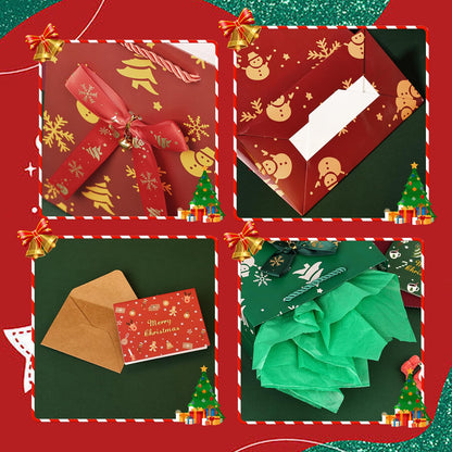 JMANNI Christmas Gift Bags, Christmas Bags with Tissue Paper, 2 Styles christmas bags for gifts, Small Gift Bags With Christmas bells, Xmas Paper Bags, Gifts Wrapping, Party Favors Holiday Gift Bags